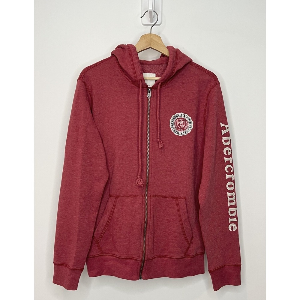 Abercrombie & Fitch Full Zip Hoodie Womens Small Pink New York Logo Preppy Y2K